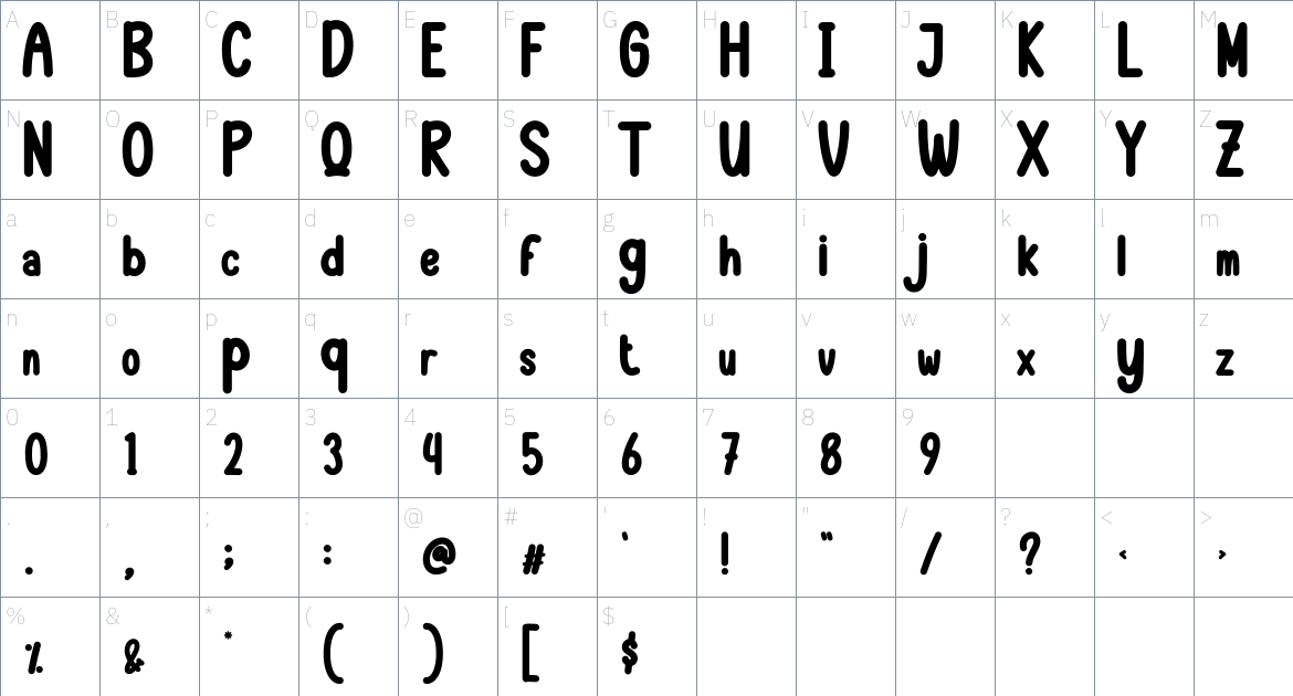 Daylight font Character Map