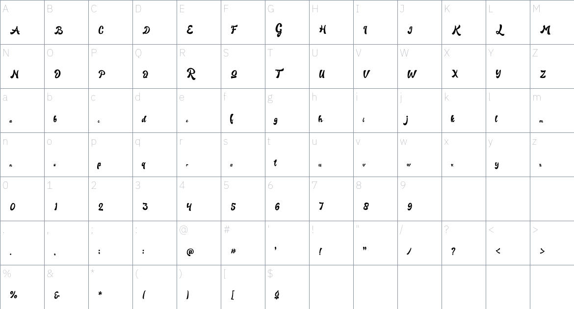 Aerostyle Font font Character Map