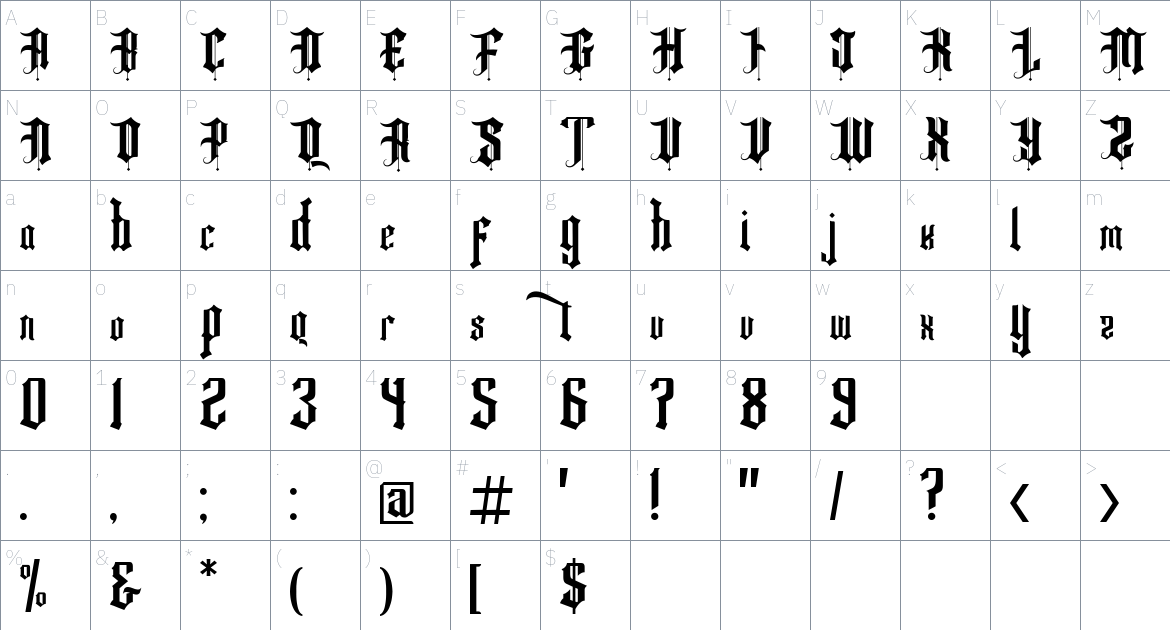 Fancy Quisley Font font Character Map