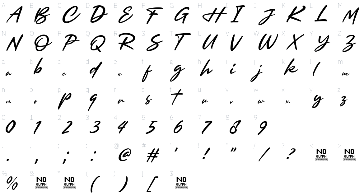 Browellay Synthya Font font Character Map