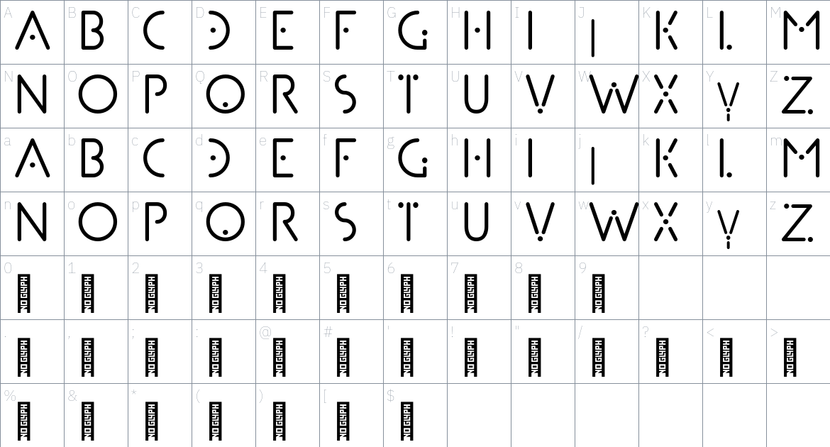 Dottera Font font Character Map