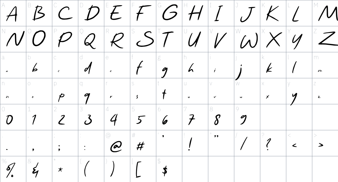 Zidna Font font Character Map