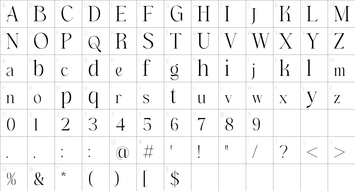 Hogbine font Character Map