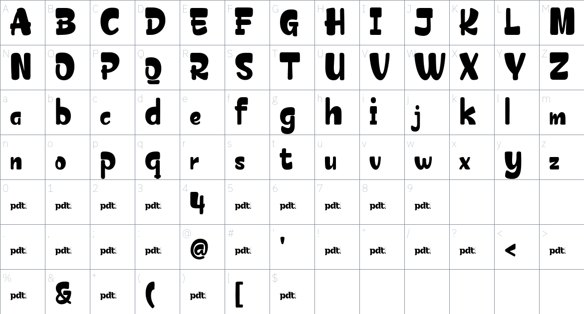 AREKOY PERSONAL USE font Character Map