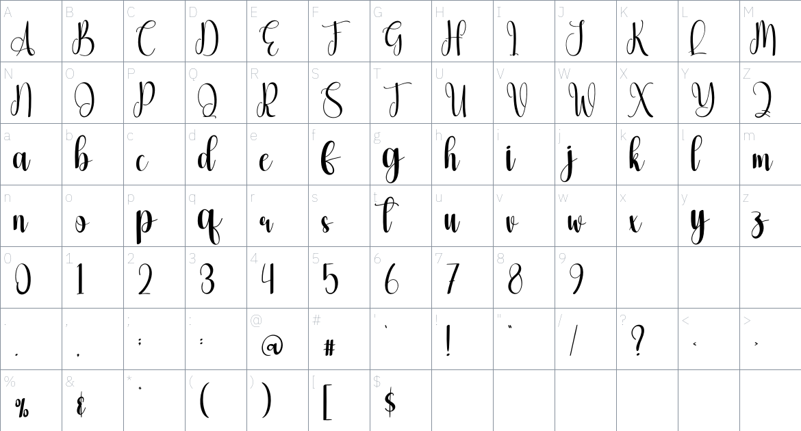 Christmas Advent font Character Map