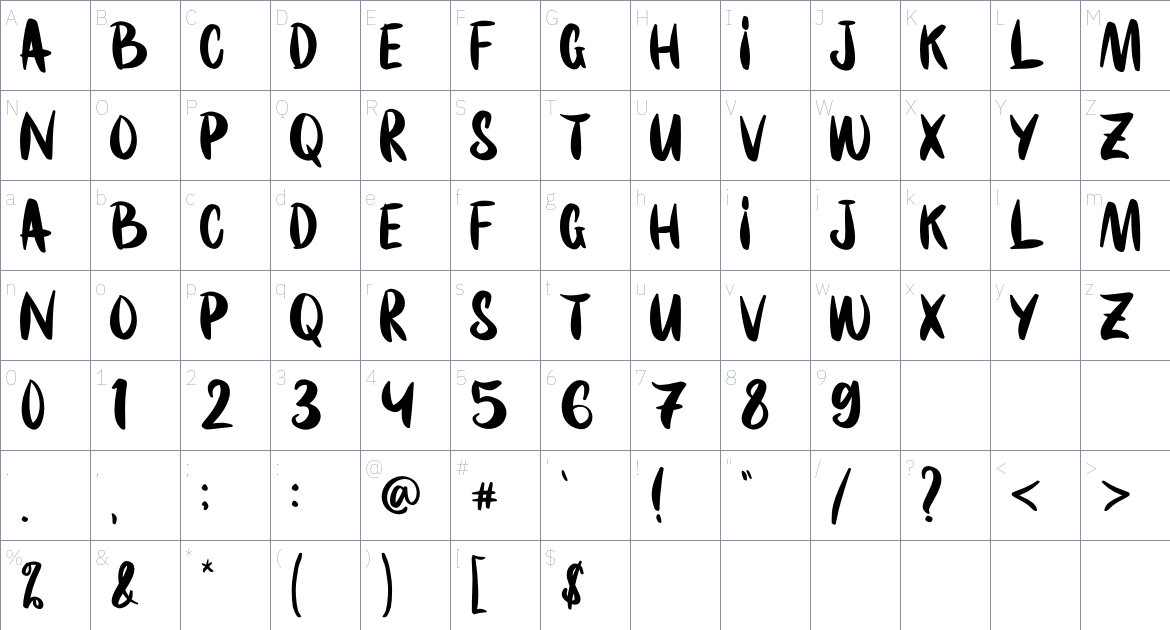 Marker Line font Character Map