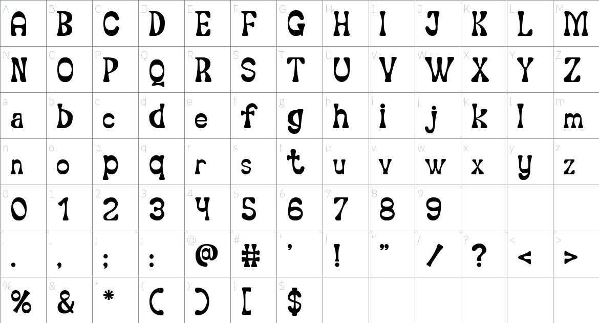 Funkorama Font font Character Map