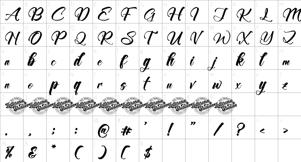 Westron Rotterika font Character Map