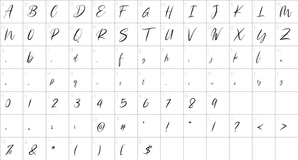 Rocqwey font Character Map