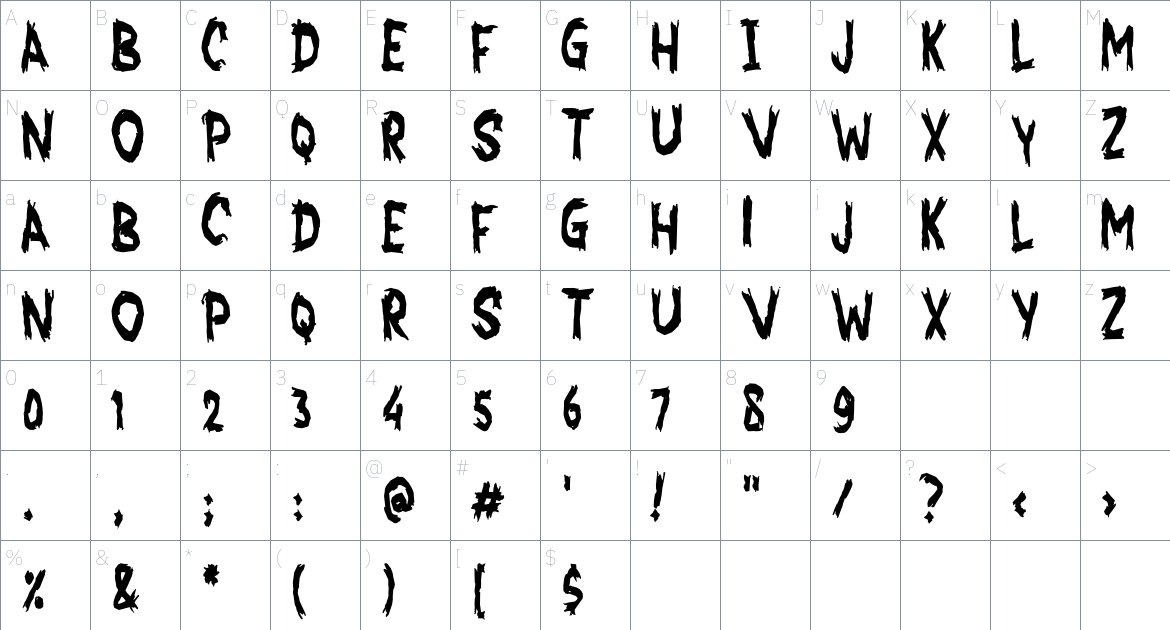 MrHorror Font font Character Map