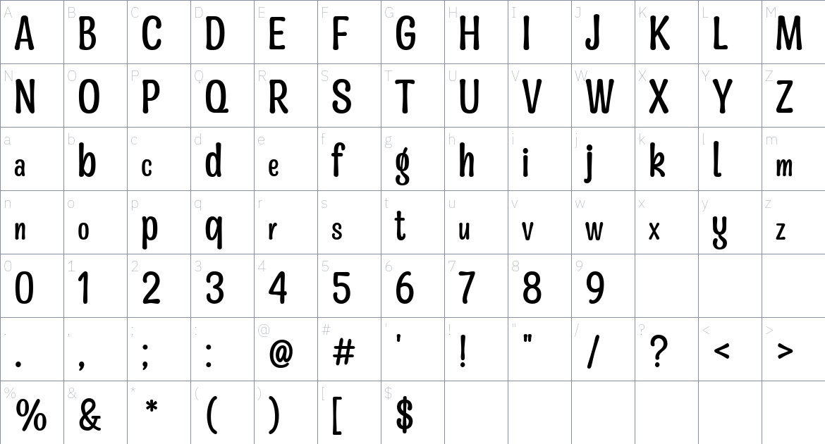 Mangabey Font font Character Map