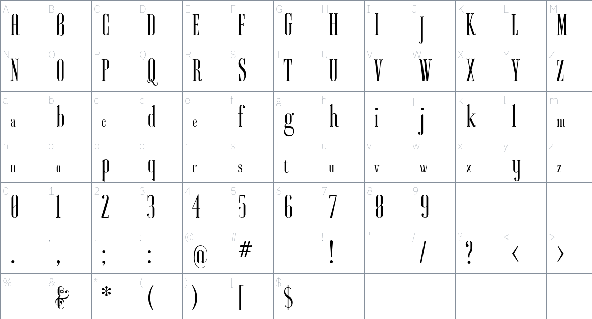 Ayres Font font Character Map