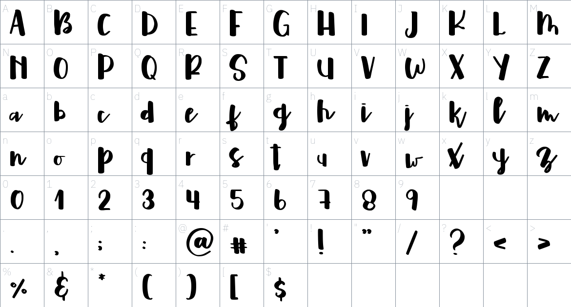 fostella font Character Map