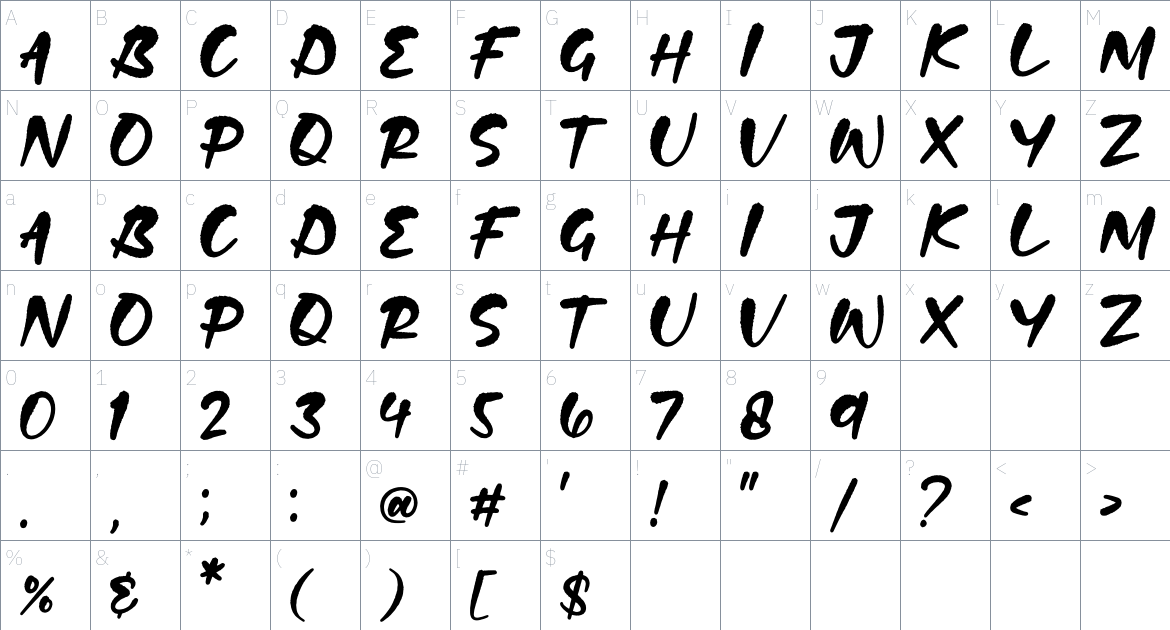 Madelion font Character Map