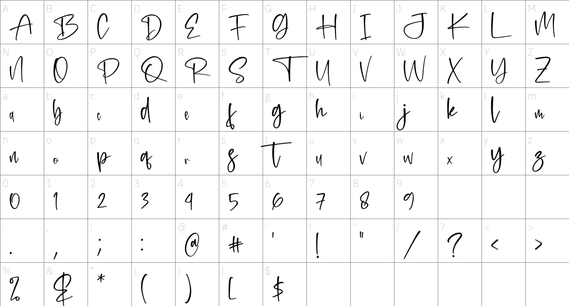 Fitriany font Character Map