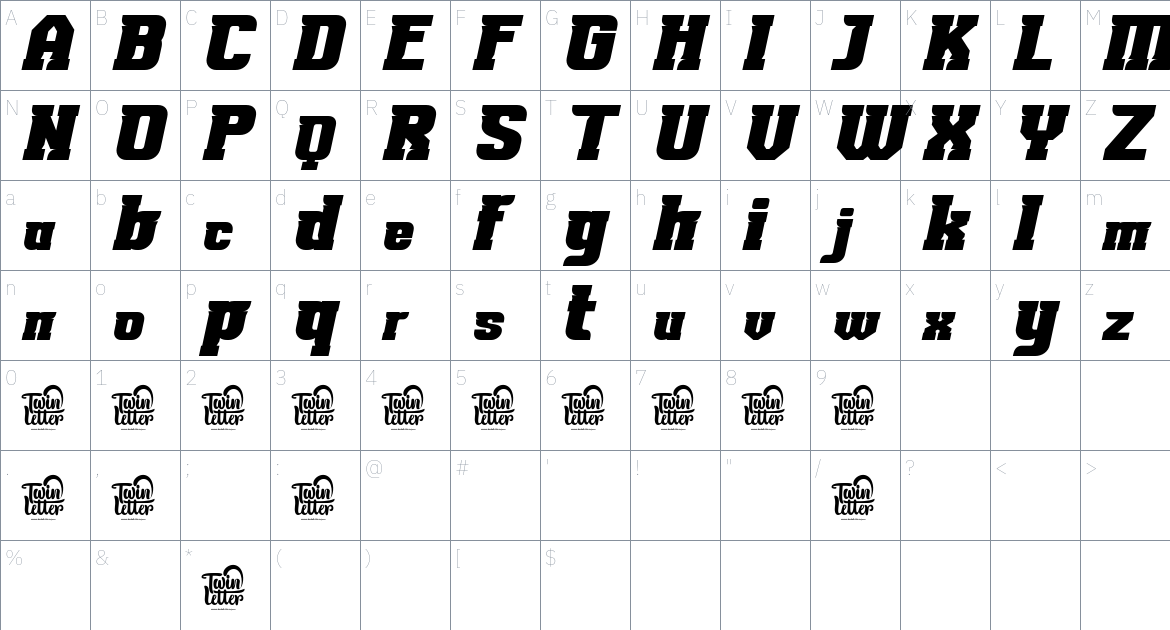 Nokrios font Character Map