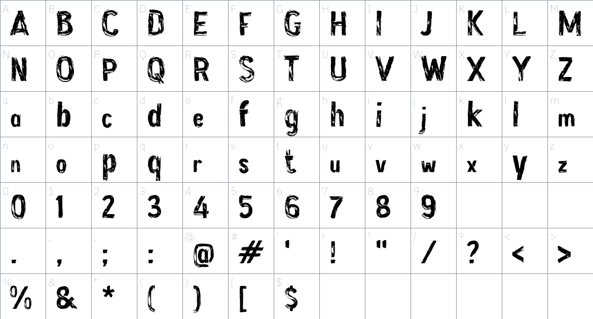 i Inspirough font Character Map