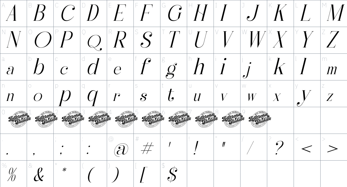 Heyanik font Character Map