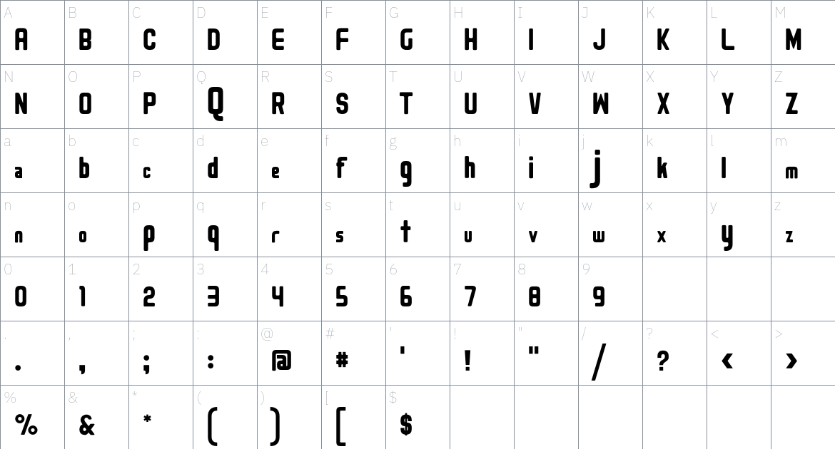 Kalmansk Font font Character Map