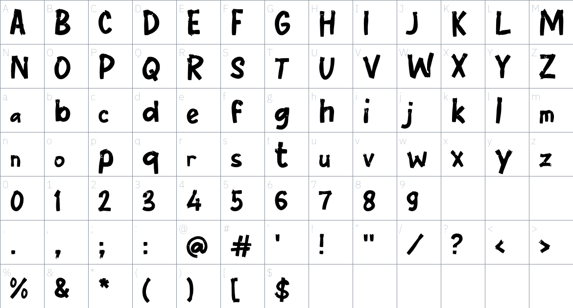 i Ilang font Character Map