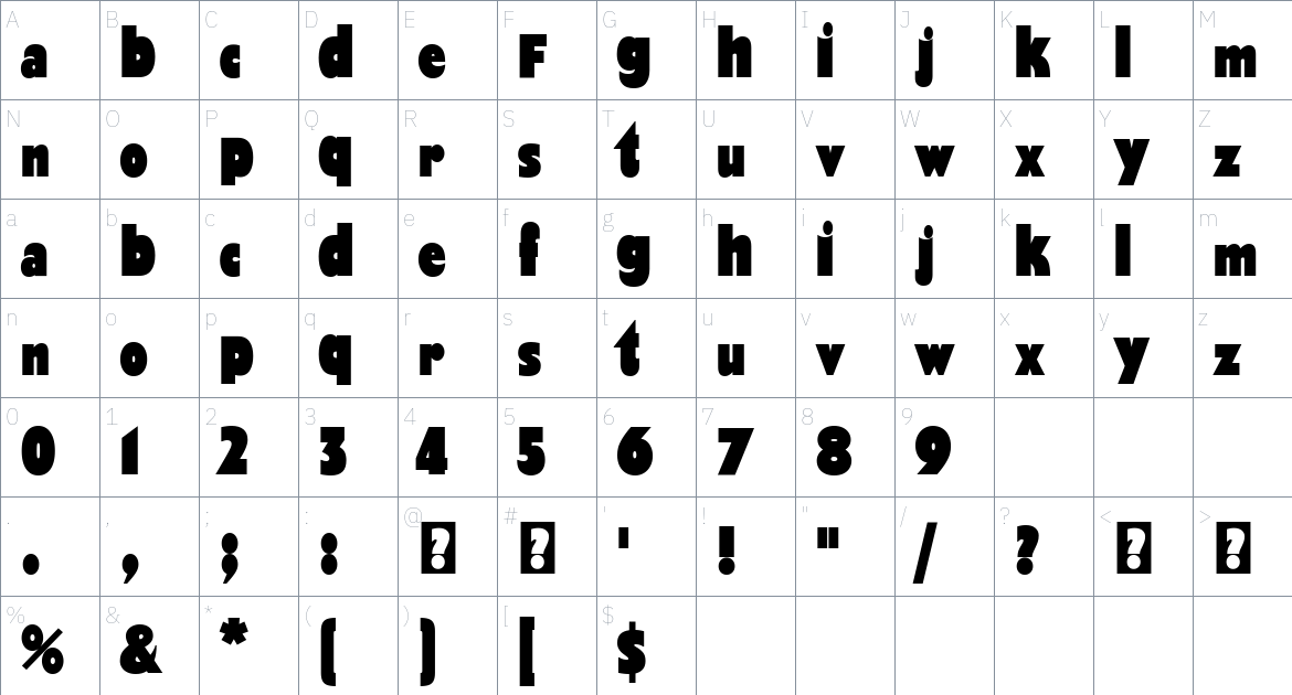 Tuoi Tre Font font Character Map