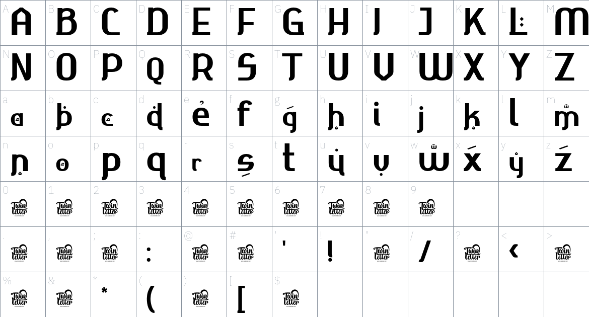 Ahmisya font Character Map