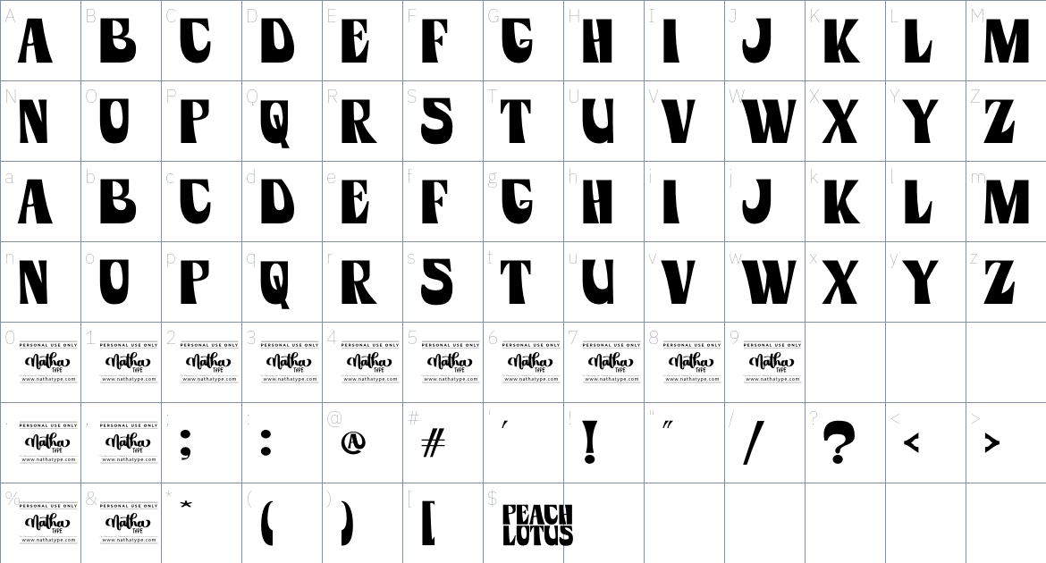 Peach Montain font Character Map