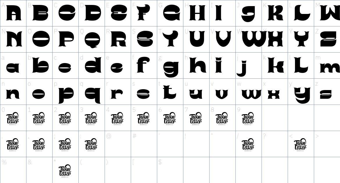 Roges font Character Map