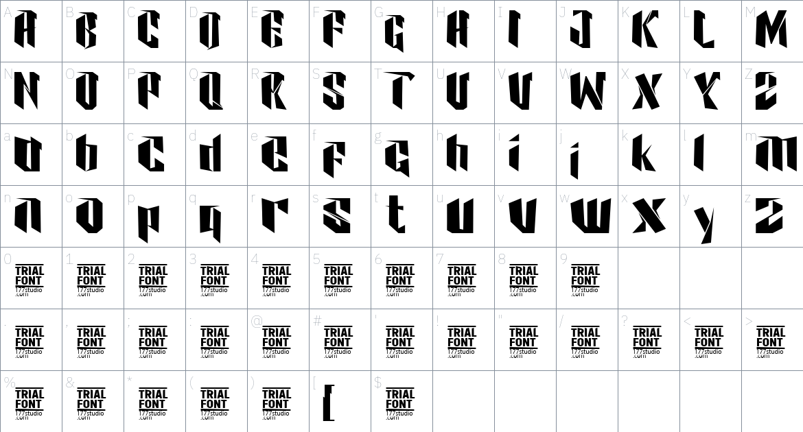 Jackson Express font Character Map