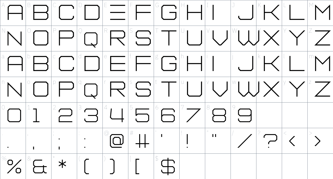 Sector Seven font Character Map