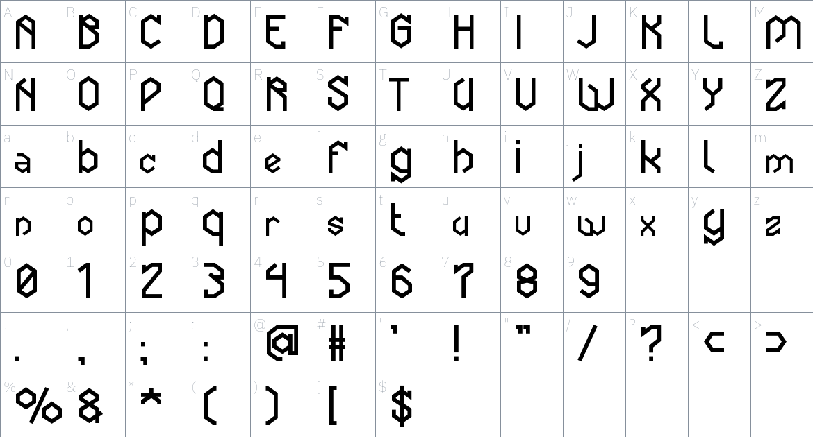 Echoshift Font font Character Map