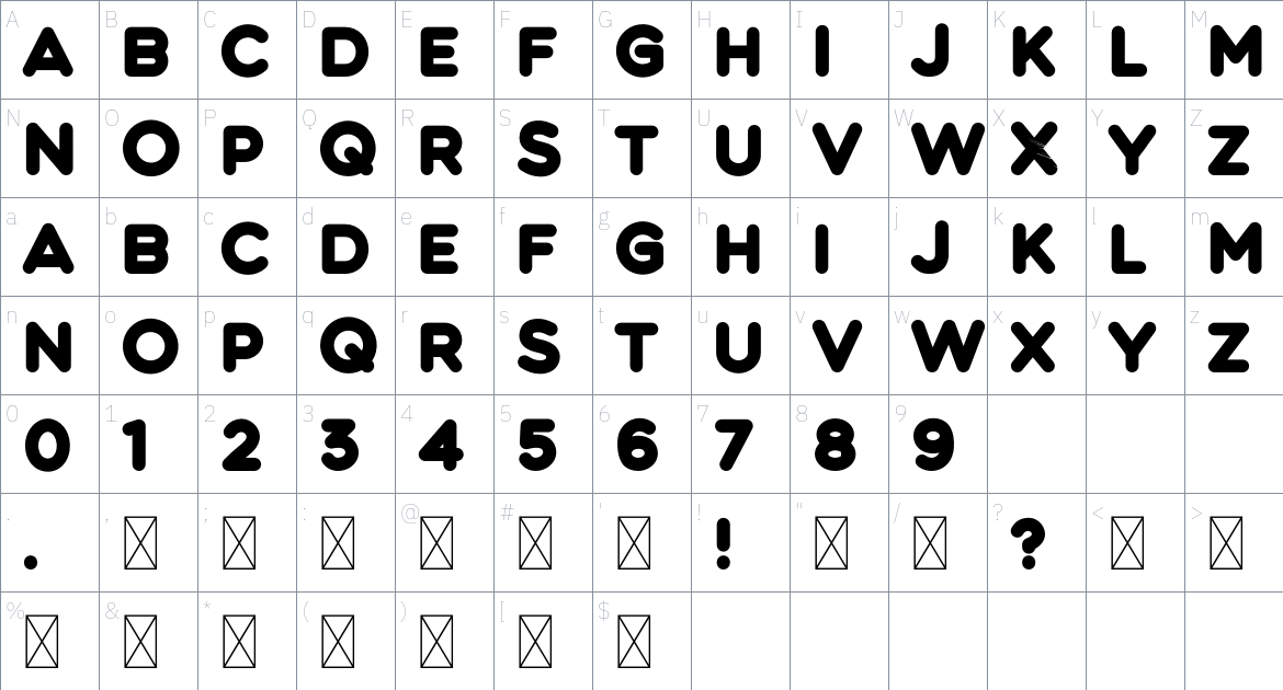 Fattern Font font Character Map