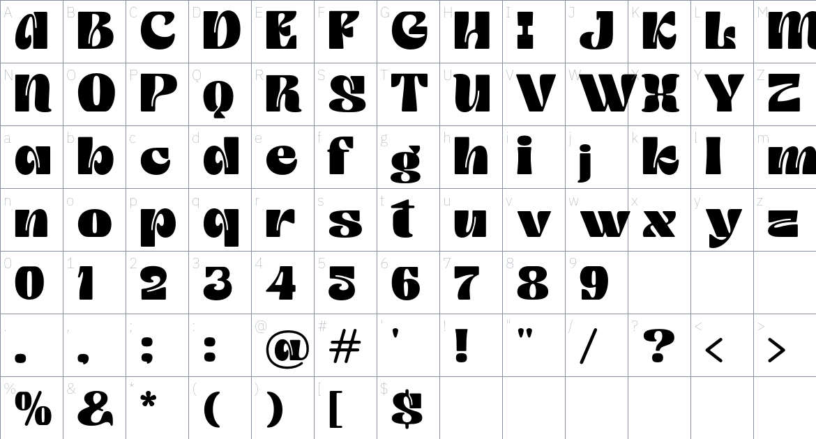 Emiken Display font Character Map