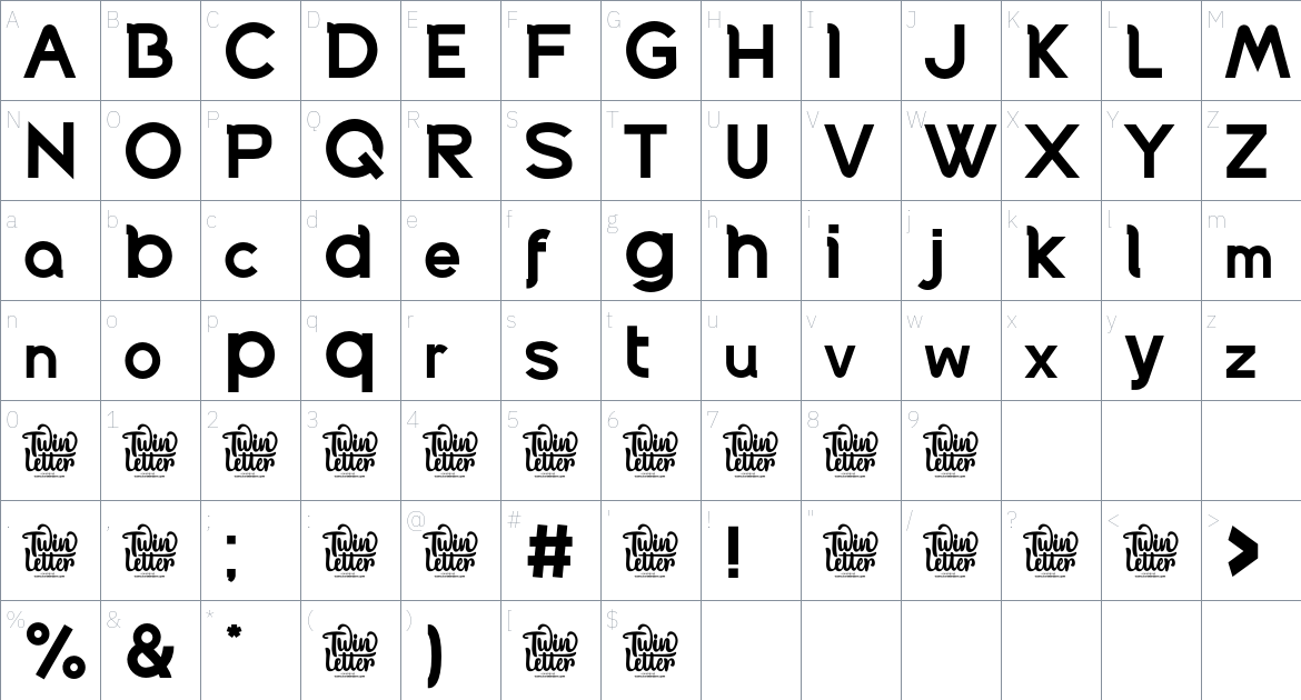 Puntodewa font Character Map