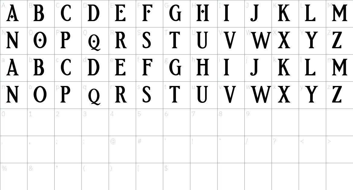 Etherion Font font Character Map