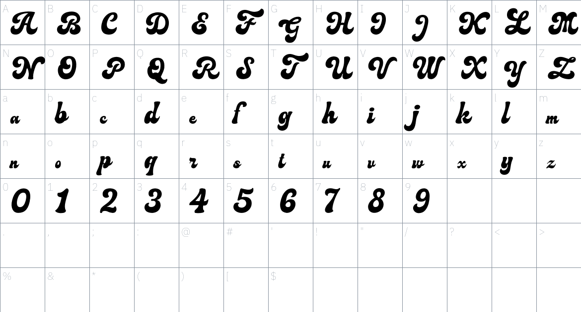 Yolien font Character Map