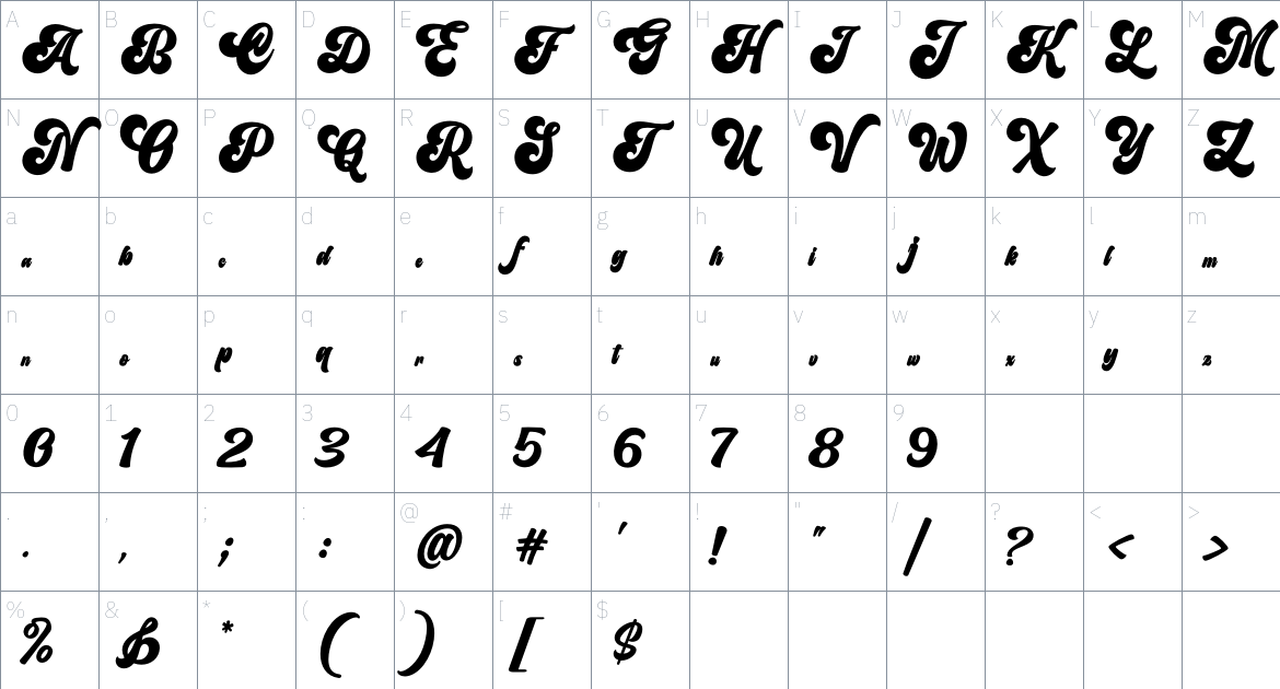 Ashington Font font Character Map