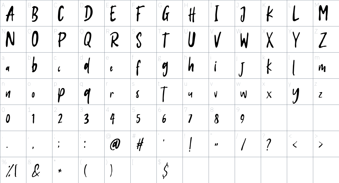 Amook Font font Character Map