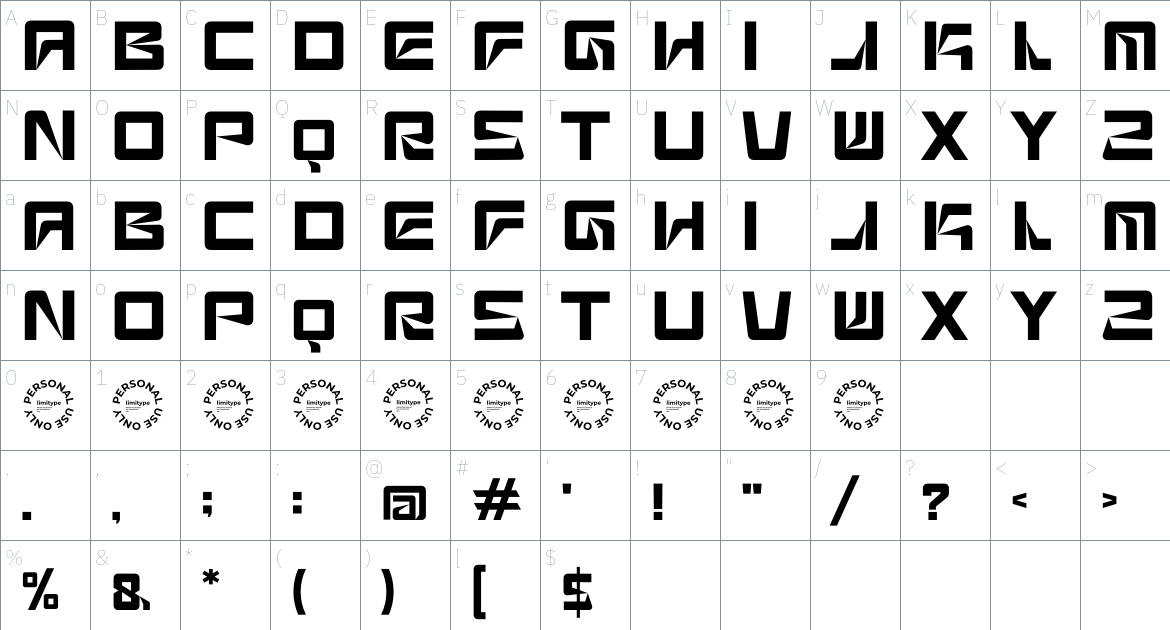 Feogra font Character Map