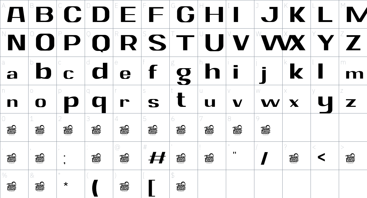 Sungar font Character Map