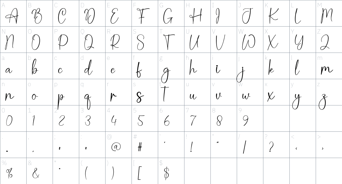 Morning Christmas font Character Map