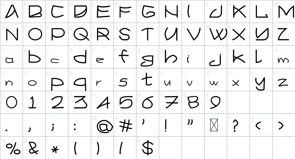 Hydra font Character Map