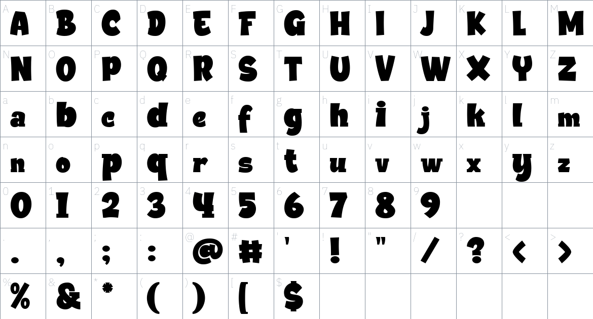 Helsky Font font Character Map