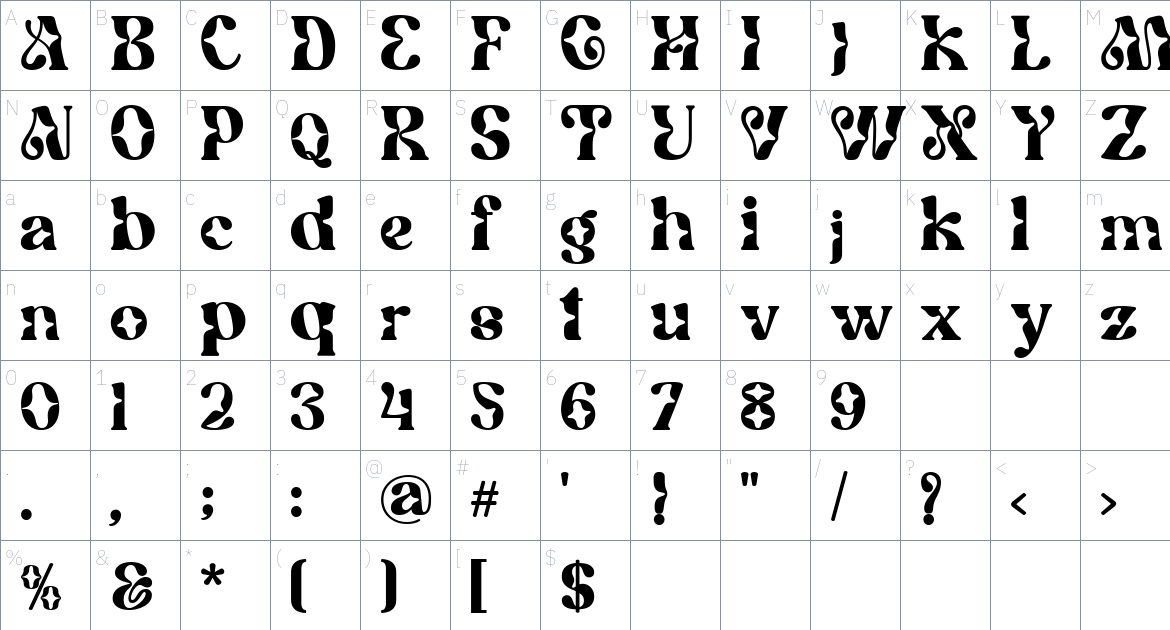 Mostera Font font Character Map