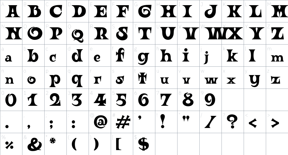 Ouroboros Font font Character Map