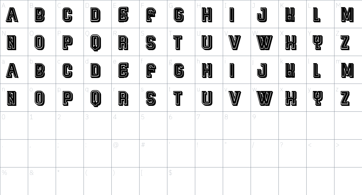 Vanja font Character Map