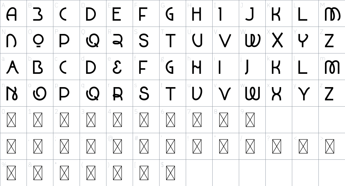 Morgan Nicolai font Character Map