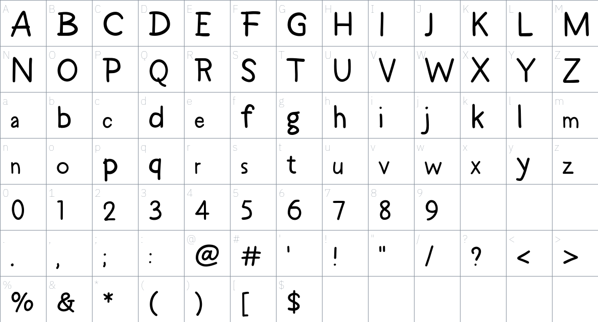 New Boba Font font Character Map