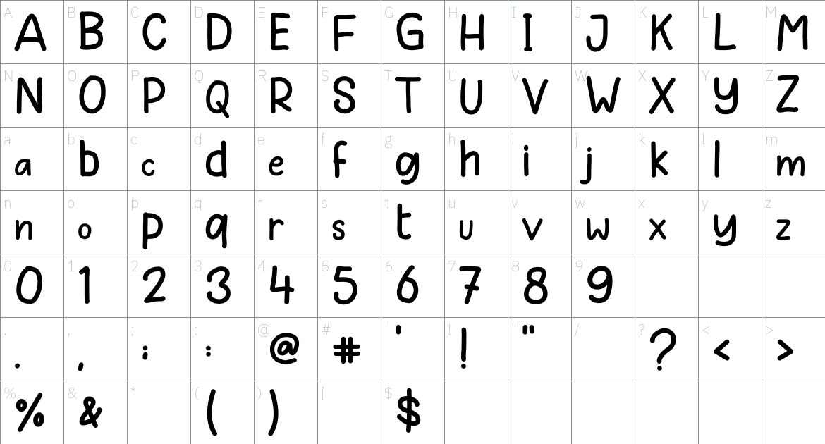 Christmas School font Character Map