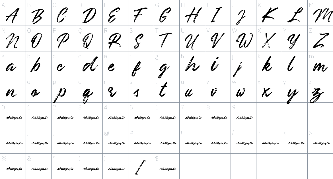 Underland Font font Character Map